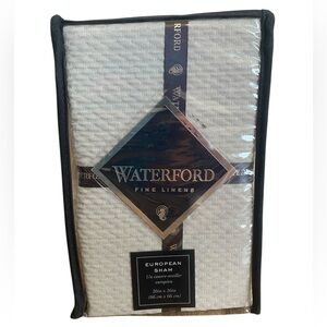 Waterford NIB Farrah European Sham Cream/Tan Color New 26x26 In